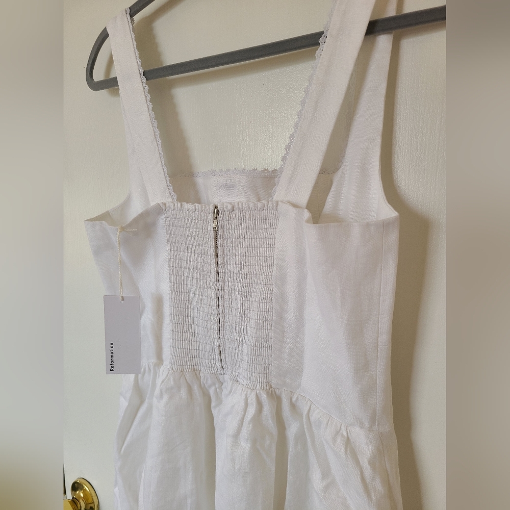 NWT Reformation Linen White Midi Dress - Picture 8 of 9